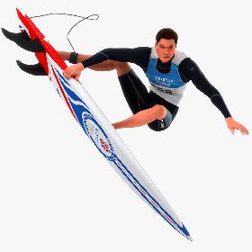 White Surfer Animated HQ 3D model